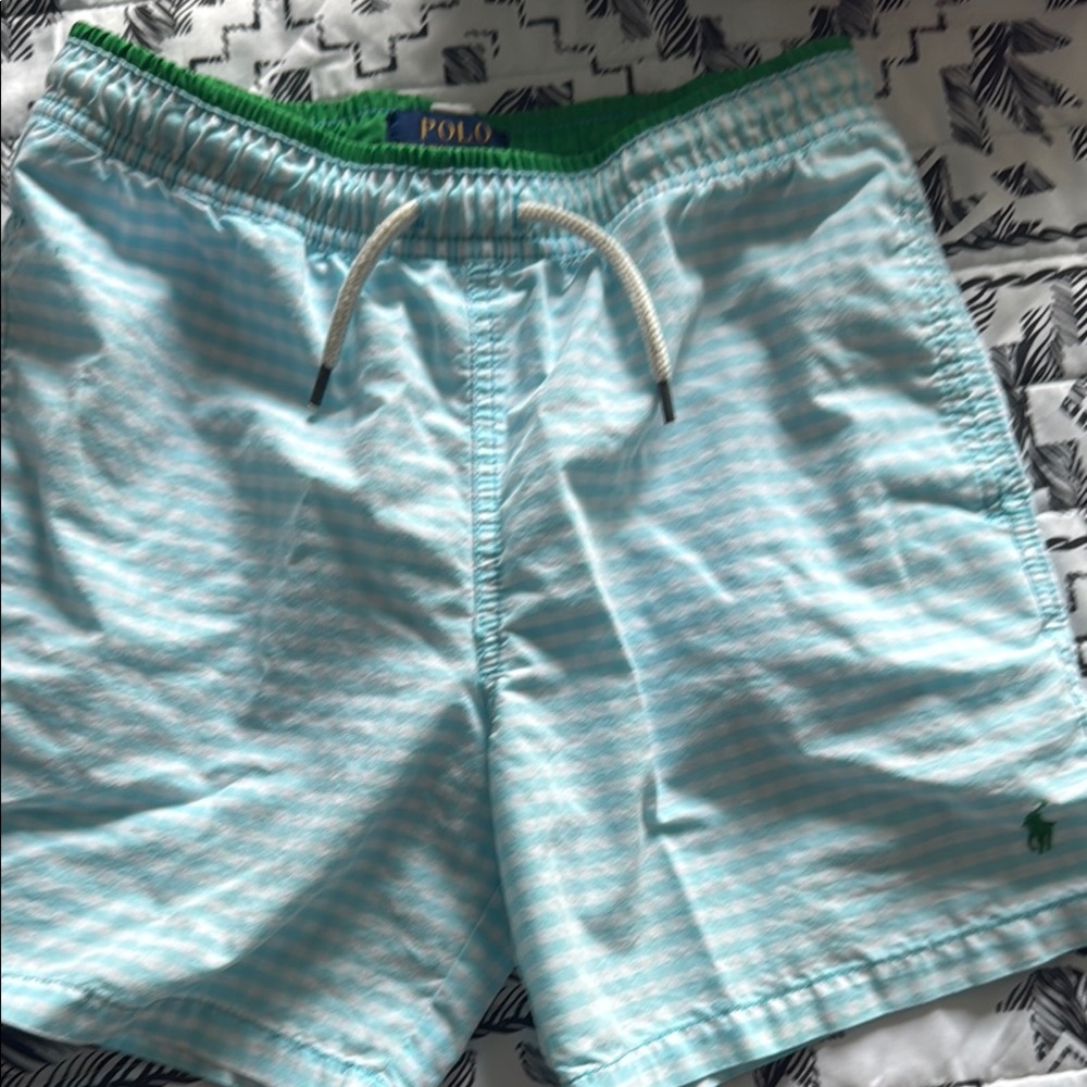 Polo by Ralph Lauren Blue and Green Swim Trunks with Elastic Banding